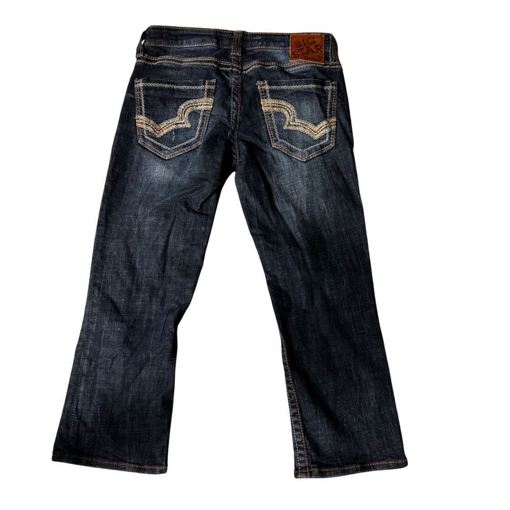 Big Star Casey K Low Rise Dark Wash Cropped Jeans Size 25 Embroidery